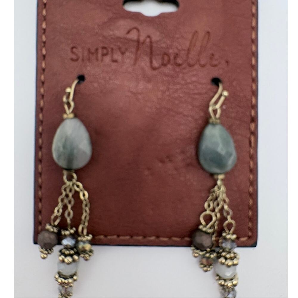 Simply Noelle Gold-Tone and Green Stone Dangle Earrings